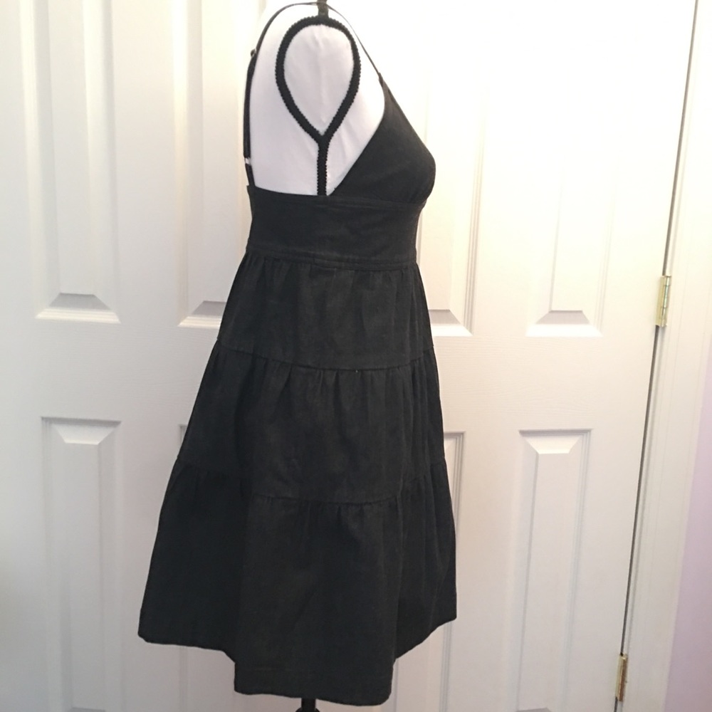 Theory ruffle v neck strappy grey blue jean dress - Picture 2 of 8